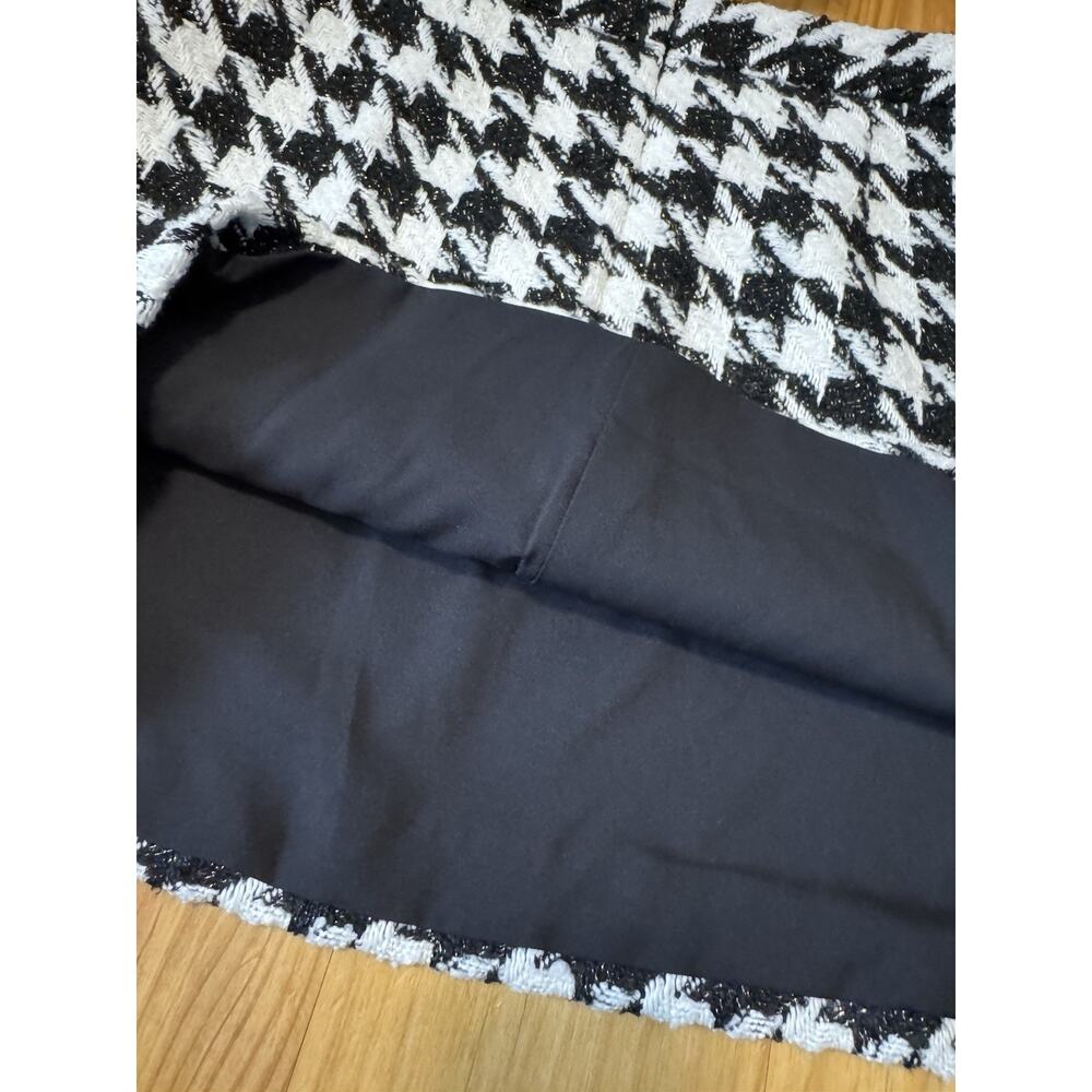 L'agence Marseille Mini Skirt Ecru/Black/Gold Houndstooth Women's Size 8 NWT - Picture 11 of 13